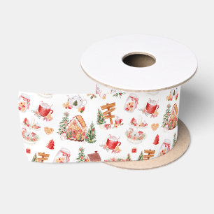 Ruban En Satin Pain d'épice de Noël Rouge