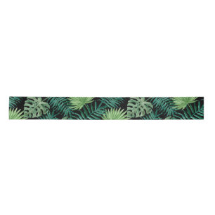 Ruban En Satin Palmier tropical Feuille Motif vert noir