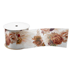 Ruban En Satin Pampas Grass et Terracotta Rust Fleurs Botanique