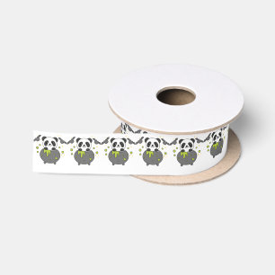 Ruban En Satin Panda Happy Halloween Cauldron Bat