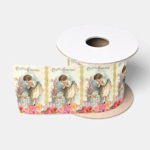 Ruban En Satin Panier vintage OEufs de Pâques mignonne Bonne Peti