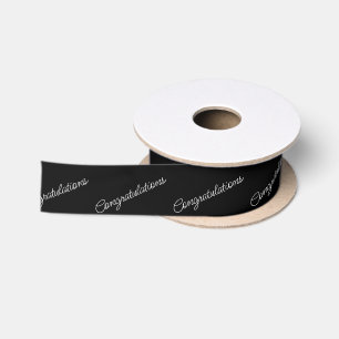Ruban En Satin Papier cadeau félicitations écriture moderne Noir