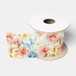 Ruban En Satin Papier cadeau Fleurs aquarelle Bohème Fleurs sauva