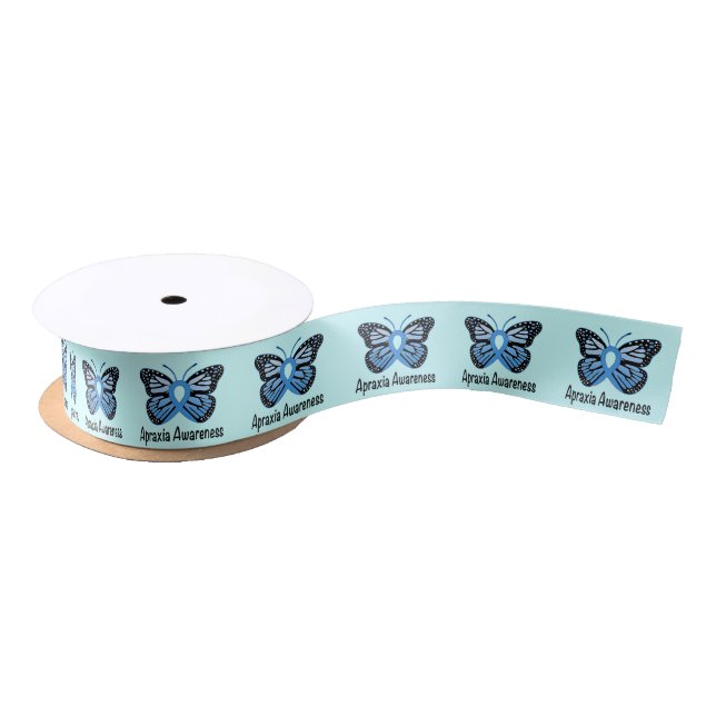 Ruban En Satin Papillon de conscience d'apraxie de l'espoir 1,5" (Bobine)