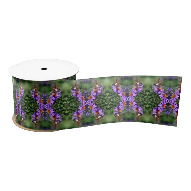 Ruban En Satin Papillon sur la fleur d'aster Abstrait (Bobine)