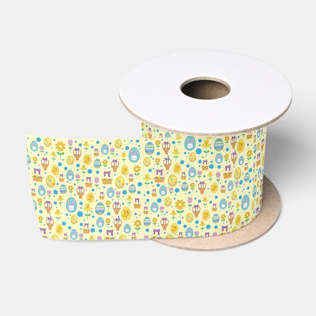 Ruban En Satin Pâques jaunes (Bobine)