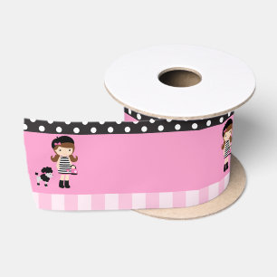 Ruban En Satin Paris Tour Eiffel Brunette Girl