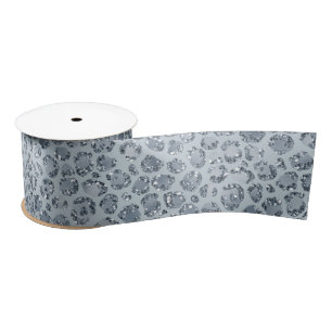 Ruban En Satin Parties scintillant Empreinte de léopard Denim Bl