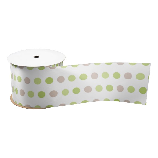 RUBAN EN SATIN PASTEL GREEN & TAN POIS (Bobine)