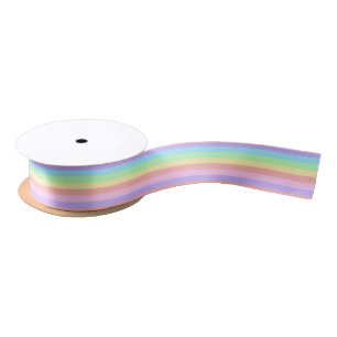 Ruban En Satin Pastel Rainbow strié Rainbowcore Decora Kei