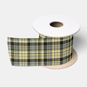 Ruban En Satin Pâte de tartan jaune-brun.