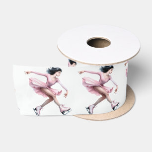 Ruban En Satin Patinage artistique avec patins à glace rose