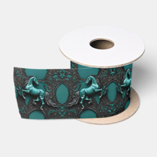 Ruban En Satin Pays de l'Ouest Equine Equestre Cheval Turquoise