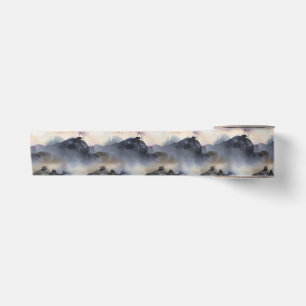 Ruban En Satin Paysage asiatique brumeux motif