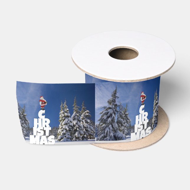 Ruban En Satin Paysage d'hiver de Noël (Bobine)