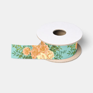 Ruban En Satin Peach & Aqua Peony & Rose Floral Mariage