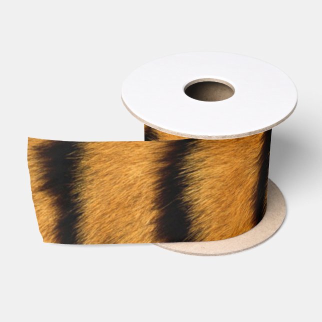 Ruban En Satin Peau animale Brown fourrure de tigre minimal (Bobine)
