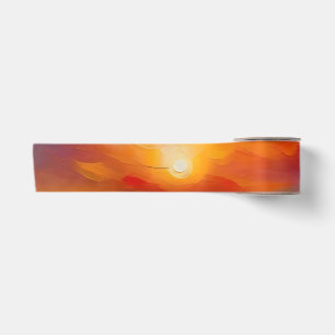 Ruban En Satin Peinture à l'huile de couché de soleil orange sur