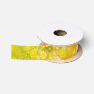 Ruban En Satin Peinture d'aquarelle Abstraite de fleurs rétro