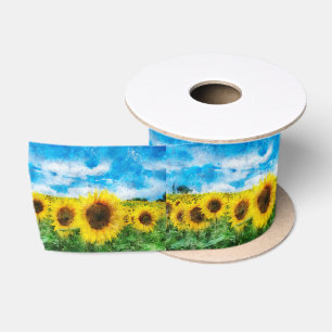 Ruban En Satin Peinture de tournesols