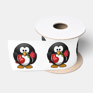 Ruban En Satin Penguin avec des cadeaux pour la Saint-Valentin