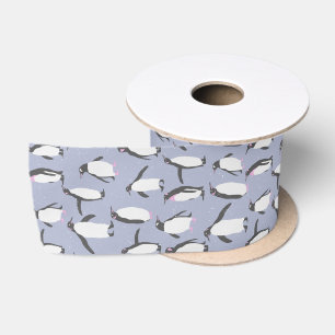 Ruban En Satin Penguins d'hiver sans faille motif + vos idées