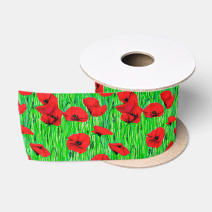 Ruban En Satin Pépites rouges dans un champ vert