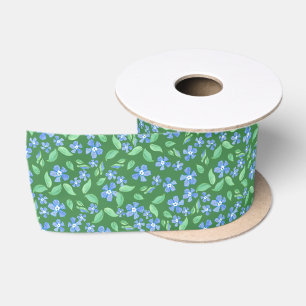 Ruban En Satin Périodes bleues vives personnalisées sur fleurs ve