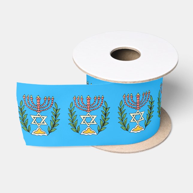 Ruban En Satin Persian Magen David Menorah (Bobine)