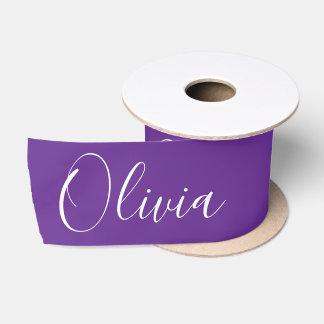 Ruban En Satin Personnalisé Violet Élégant Nom Satin