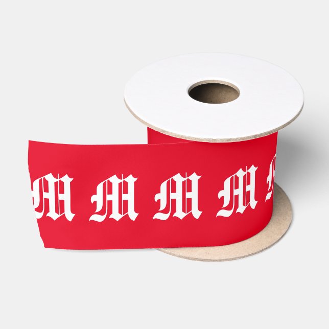 Ruban En Satin Personnaliser Lettre initiale Noël blanc rouge (Bobine)