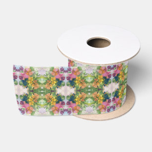 Ruban En Satin Pétales de fleurs colorées Aquarelle Motif peintur