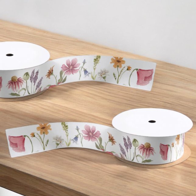 Ruban En Satin Petit Jardin Fleur sauvage motif floral cadeau (Créateur téléchargé)