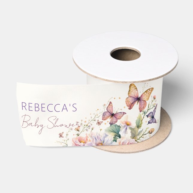 Ruban En Satin Petit papillon enchanté baby shower de jardin (Bobine)