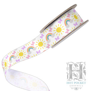 Ruban En Satin Petit Ruban de Satin Soleil et Arc-en-ciel