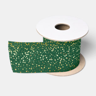 Ruban En Satin Petite étoile d'or Ribbon-Emeral vert