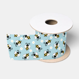 Ruban En Satin Petites abeilles mignonnes et fleurs marguerites m