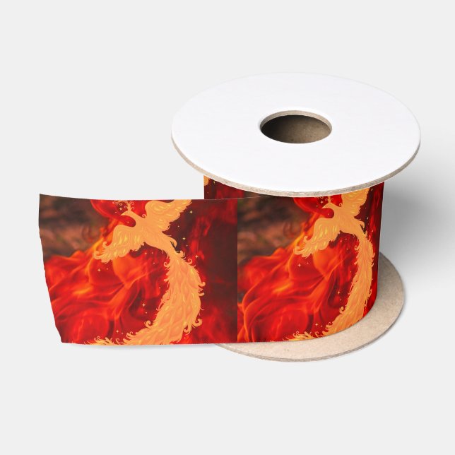 Ruban En Satin Phoenix et feu (Bobine)