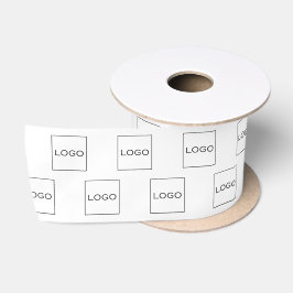 Ruban En Satin Photo simple logo blanc sur mesure