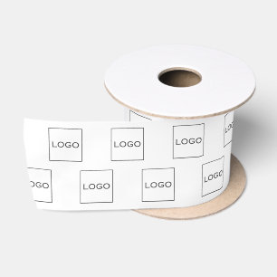 Ruban En Satin Photo simple logo blanc sur mesure