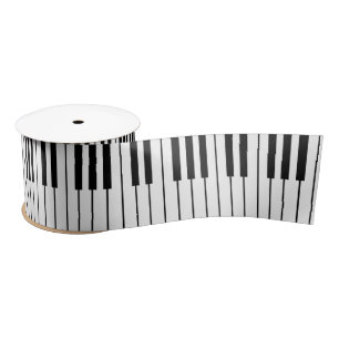 Ruban En Satin Piano Keys ivoire blanc et noir