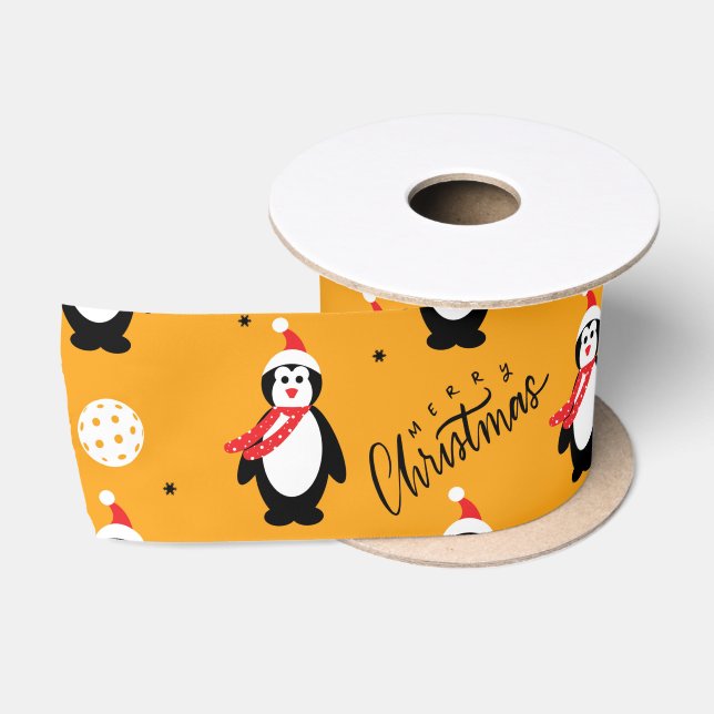 Ruban En Satin 🐧 Pickleball Joyeux Noël 🎁 ruban satiné (Bobine)