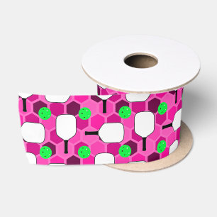 Ruban En Satin Pickleball Paddle - Magenta Honeycomb Hexagons