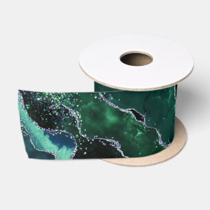 Ruban En Satin Pierre précieuse de luxe Émeraude Paillettes Agate