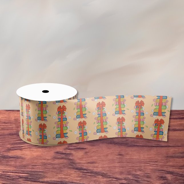 Ruban En Satin Pile de livre avec ruban rouge Bow (Book stacks with red bow pattern ribbon .)