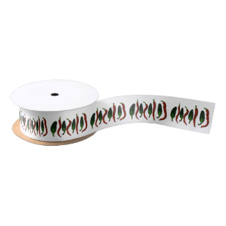 Ruban En Satin Piments vers le sud-ouest rouges et verts
