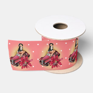 Ruban En Satin Pin-up Girl and Vintage Car - Ruban
