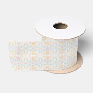 Ruban En Satin Pinceaux pastel aquarelle sur fond blanc nuageux