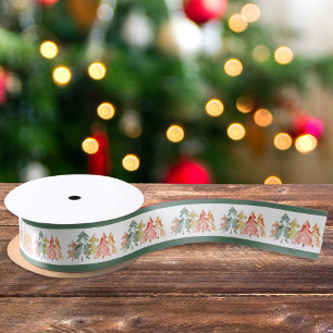 Ruban En Satin Pine Arbre Aquarelle Noël Vacances Vert