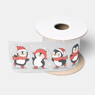 Ruban En Satin Pingouins d'hiver